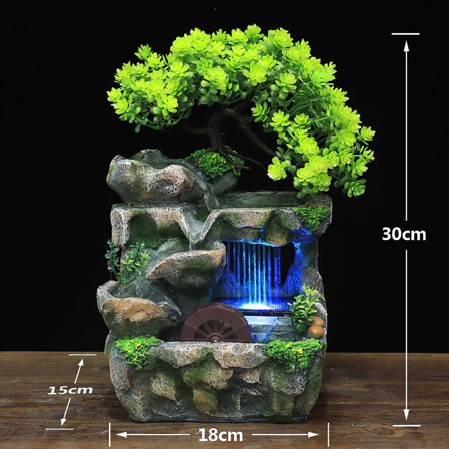 Indoor Water Fountain Led Lights Desktop Water Feature Zen Decor