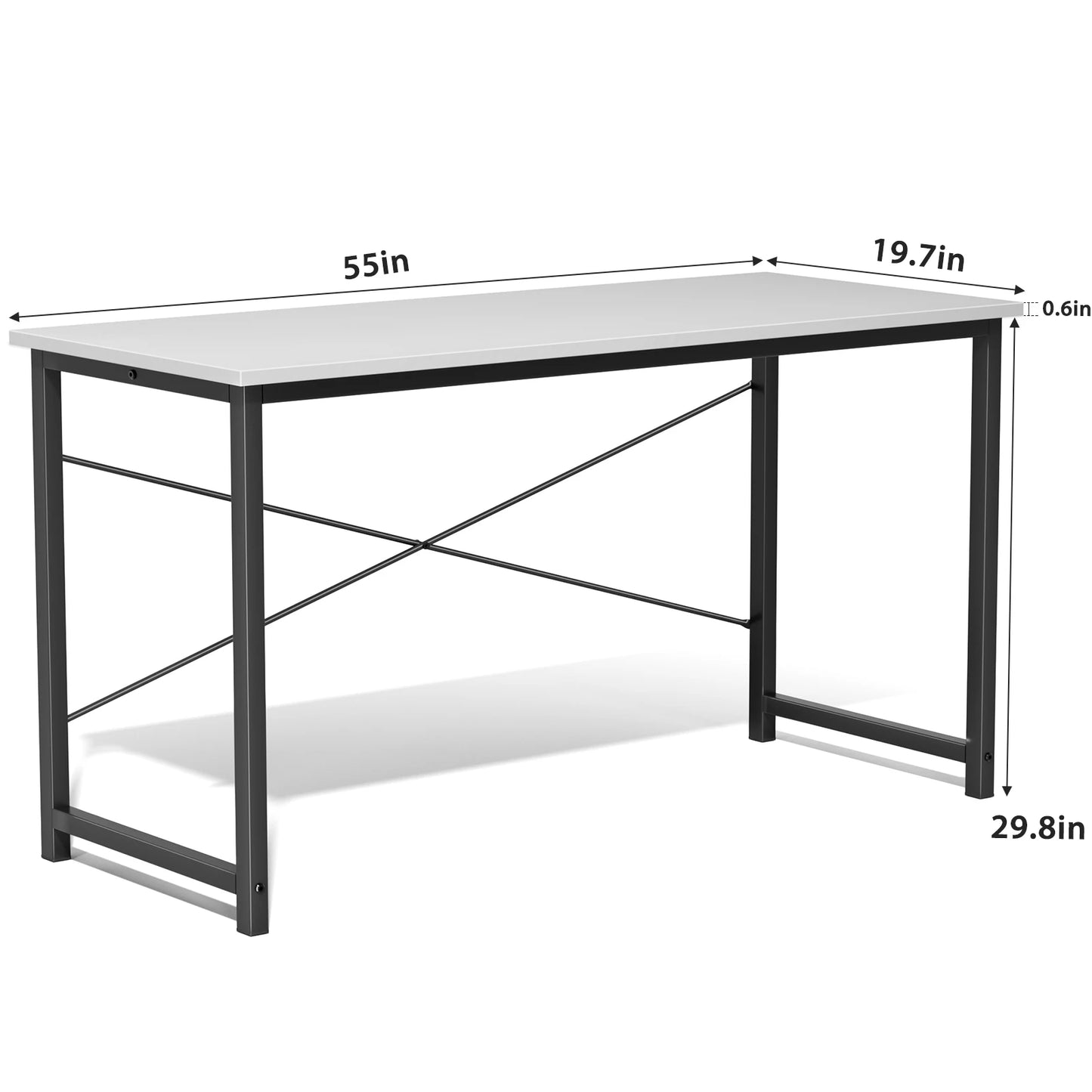 JHK Gaming Computer Desk With Wood Tabletop And Metal Frame
