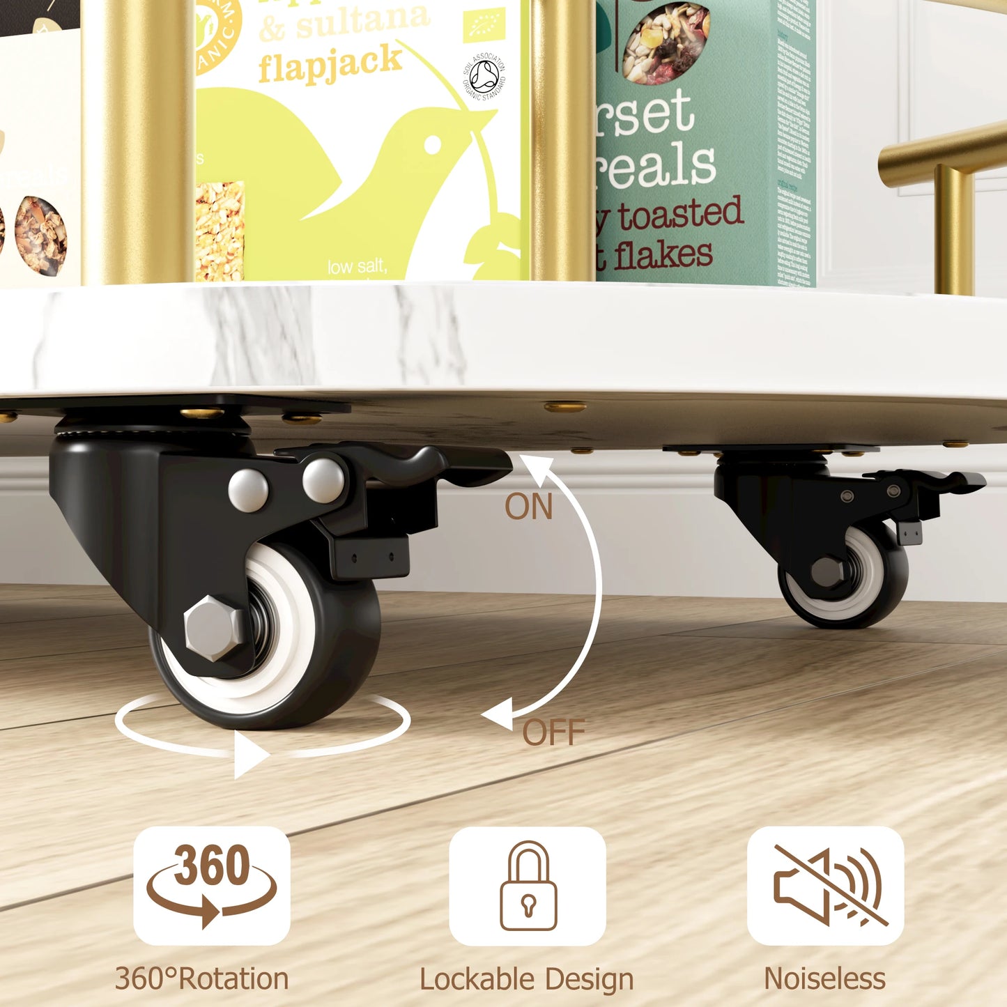 TWISTER.CK Cart On Wheels With 4-Tier Storage And Wine Rack