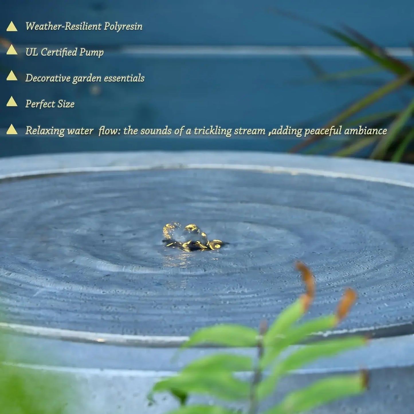 Garden Water Fountain Outdoor Round Bubbler Water Feature With Lights And Pump