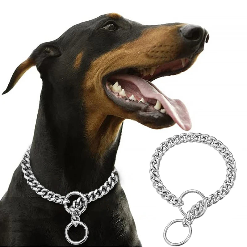 Stainless Steel Dog Chain Collar Cuban Link Design