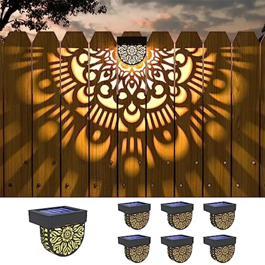 Solar Fence Lights Outdoor Wall Deck Step Lights Mandala Theme