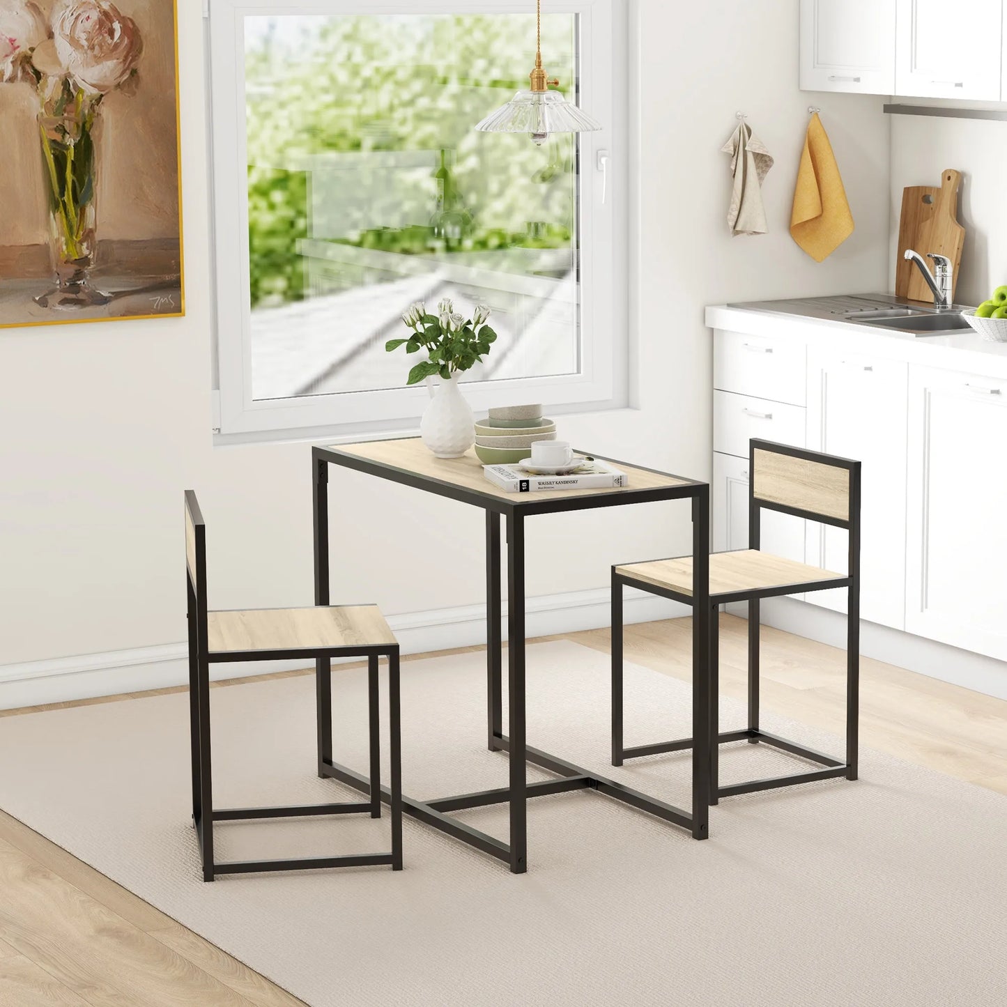 HOMCOM Small Dining Table Set for Two Compact Kitchen