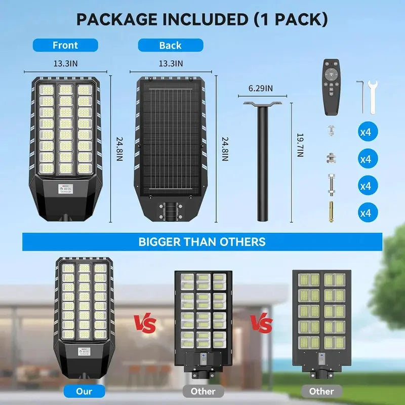 Solar Street Light 8000W 700000LM Dusk to Dawn Motion Sensor