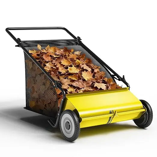 Push Lawn Sweeper With Durable Steel Frame And Bag