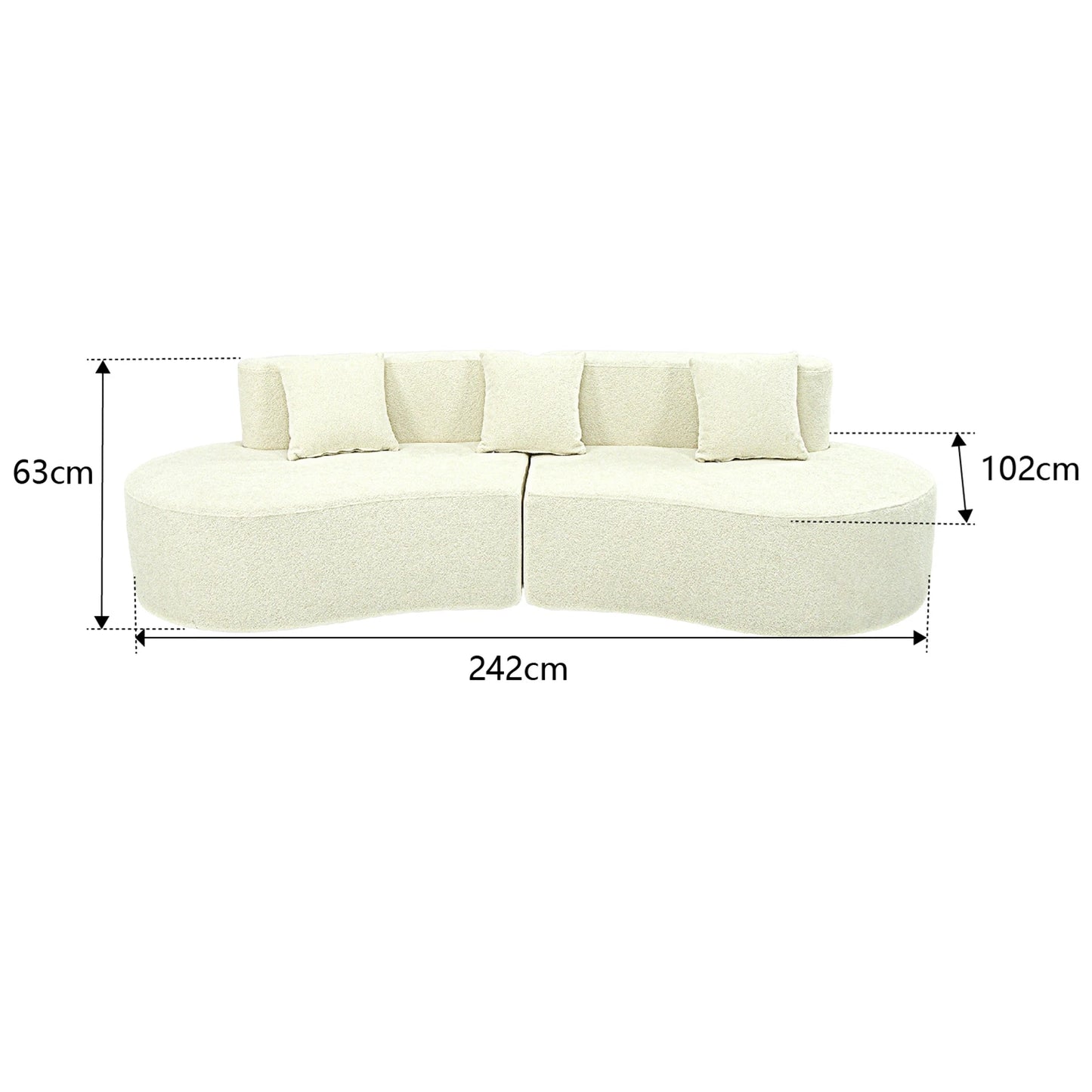 Curved 4 Seat Modular Sectional Sofa Half Moon Modern