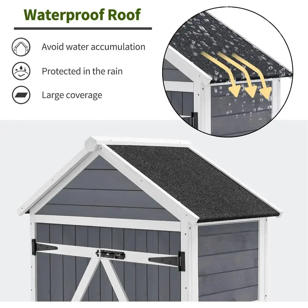 Durable Outdoor Storage Cabinet With Two Shelves For Lawn Tools