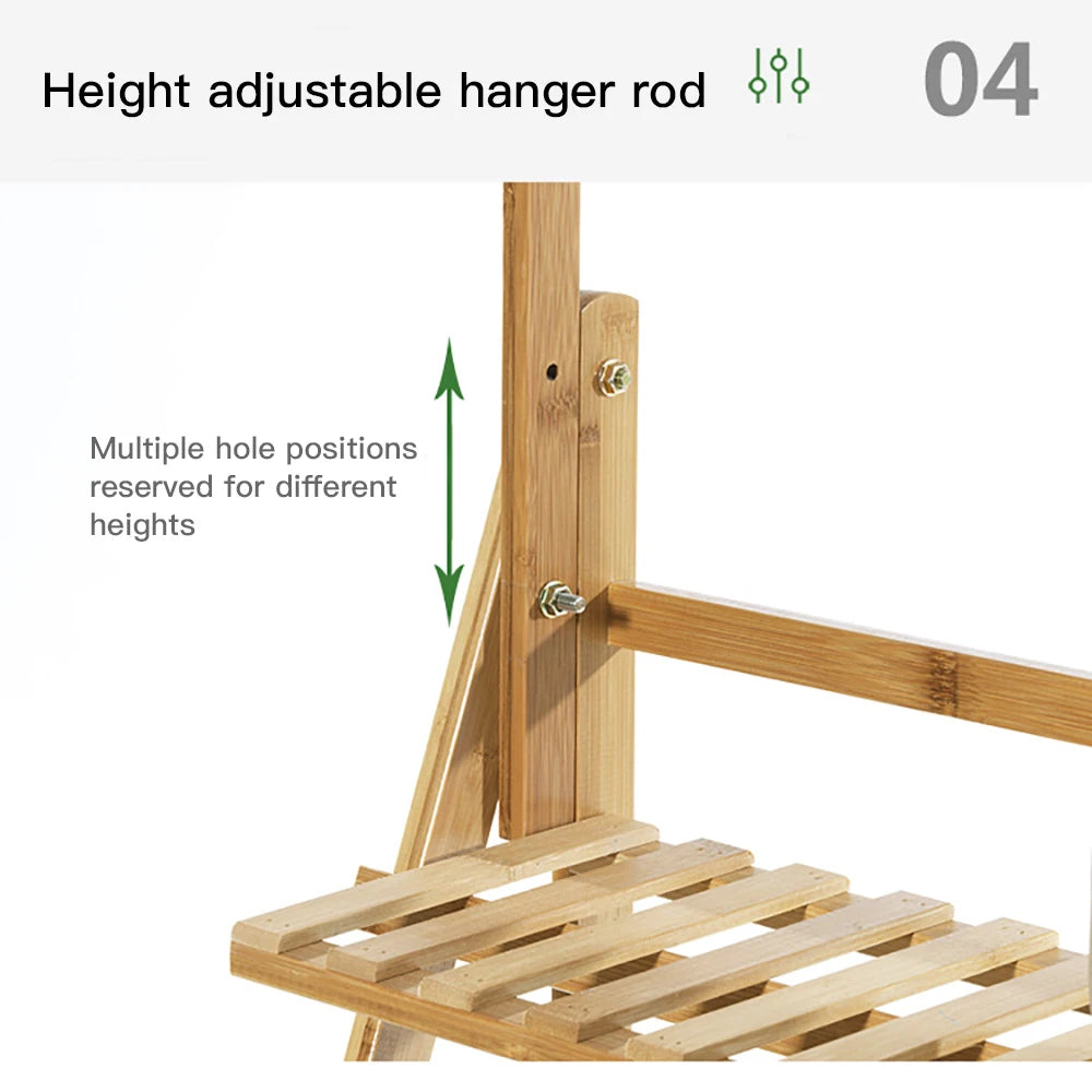 Folding Bamboo Plant Stand 3 Tier Indoor Outdoor Pot Shelf