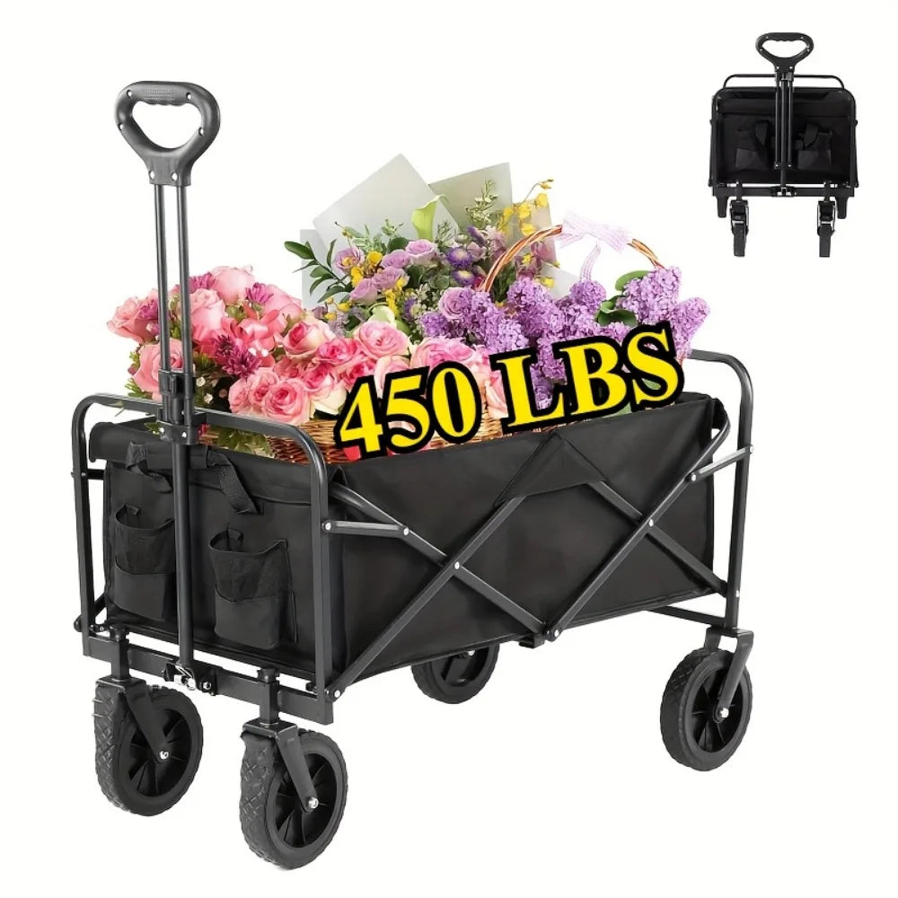 Heavy-Duty All-Terrain Folding Cart With Stainless Steel Frame For Camping