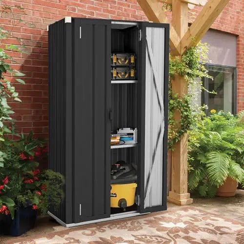 Outdoor Storage Cabinet With Removable Shelves Rainproof Rustproof UV Resistant