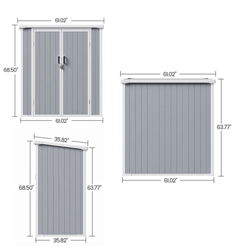 Polypropylene Resin Storage Shed Weatherproof Lockable Doors Floor Included