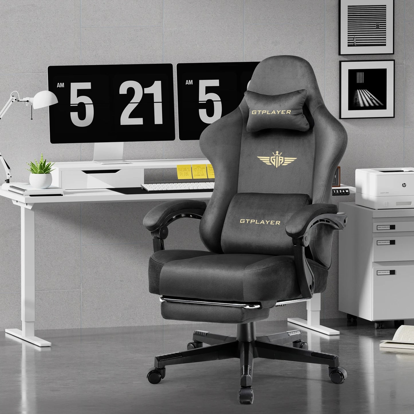 GTPLAYER Gaming Chair Fabric With Pocket Spring Cushion High Back