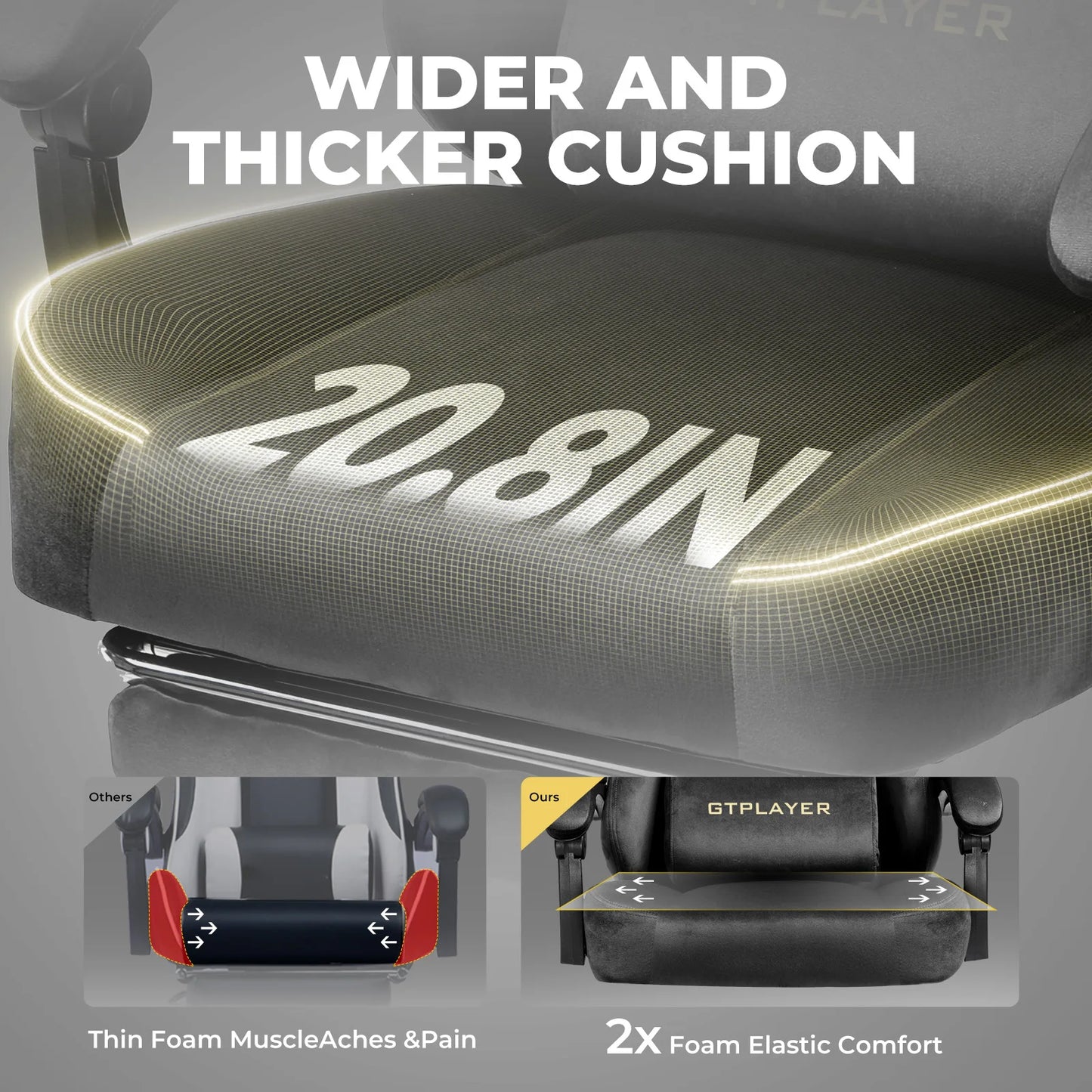 GTPLAYER Gaming Chair Fabric With Pocket Spring Cushion High Back