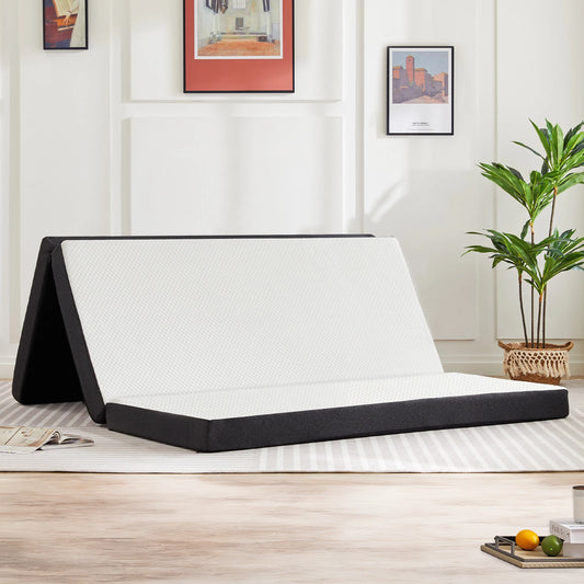 JHK Tri-Fold Memory Foam Travel Mattress With Collapsible Washable Cover