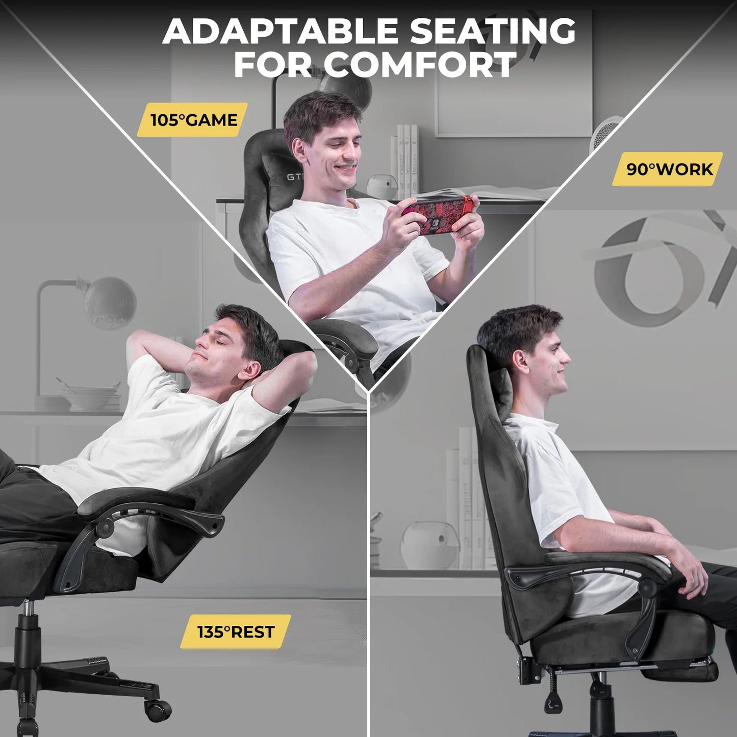 GTPLAYER Gaming Chair Fabric With Pocket Spring Cushion High Back