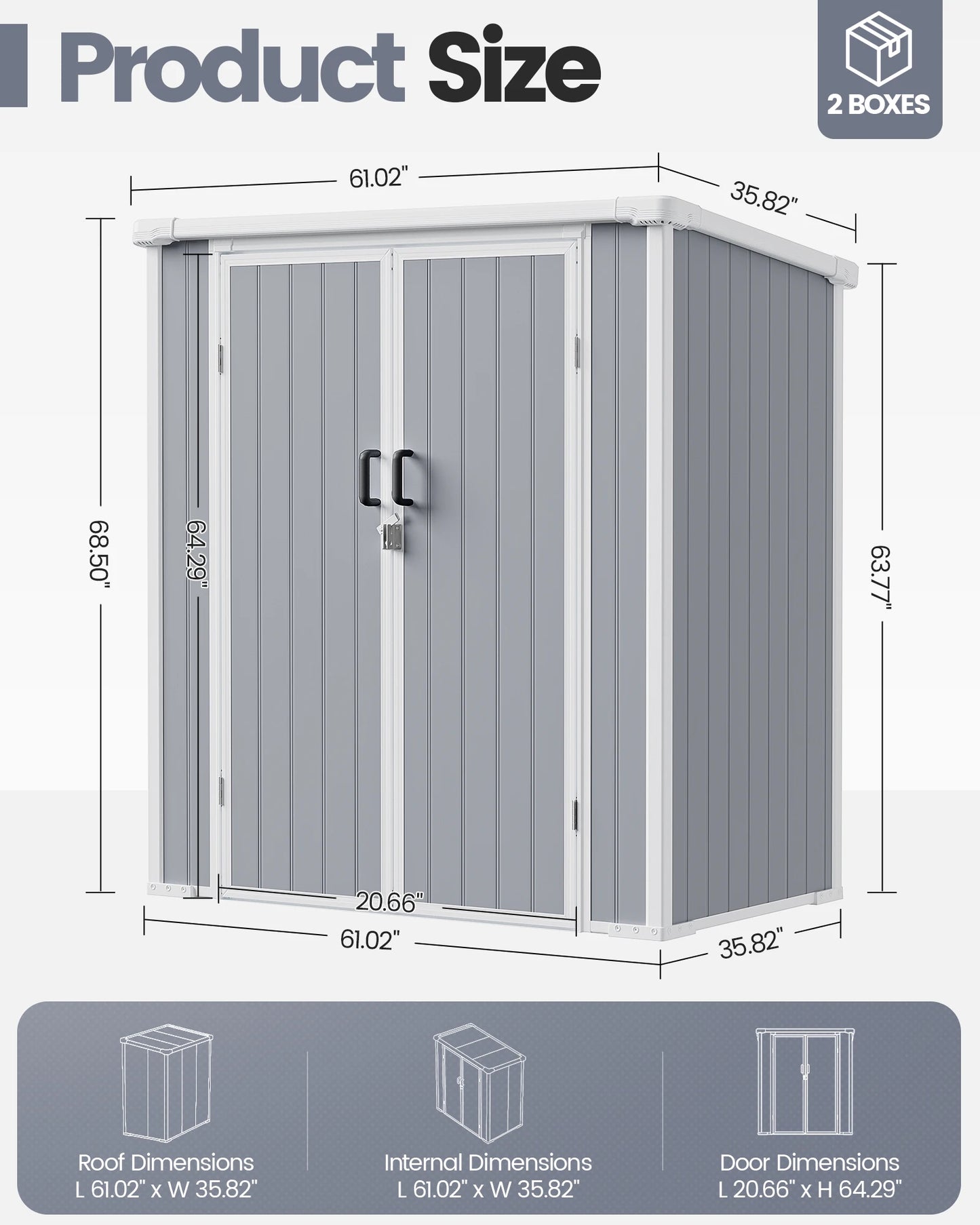 Polypropylene Resin Storage Shed Weatherproof Lockable Doors Floor Included
