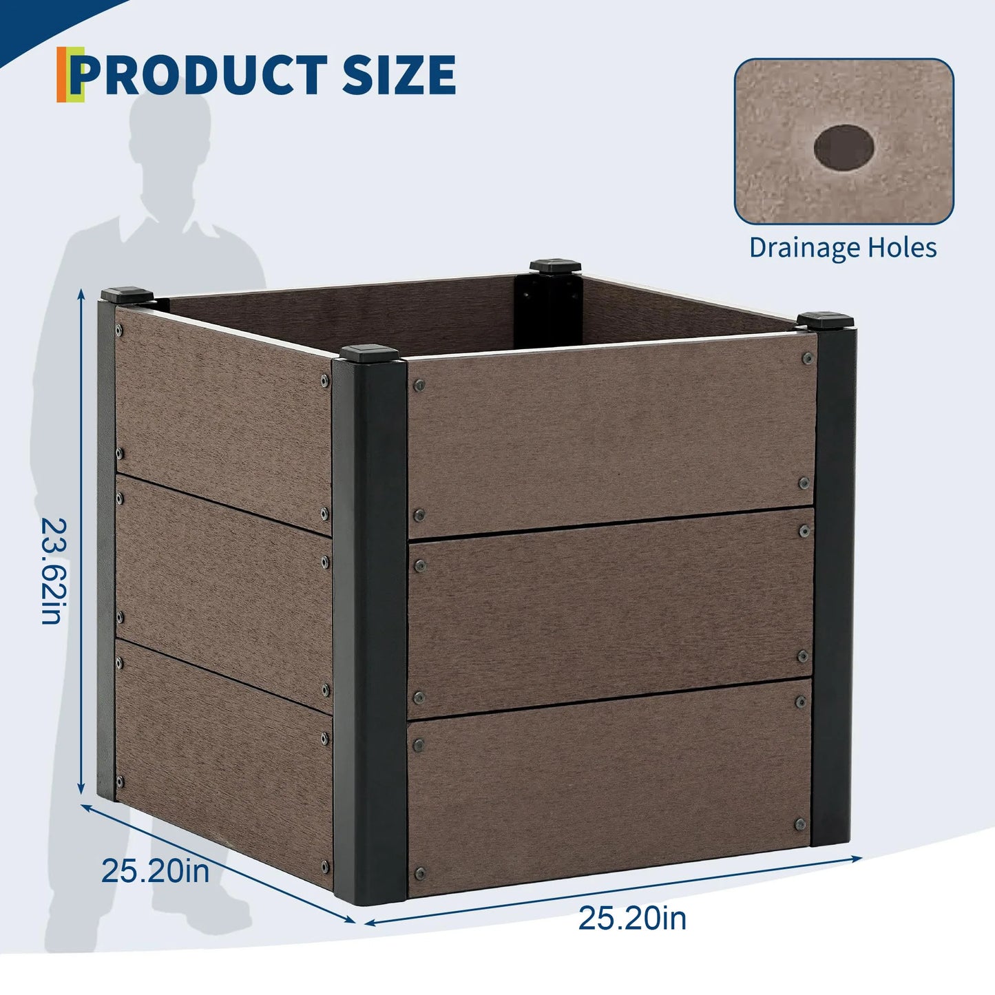 HiMISS Elevated Raised Garden Bed Durable Composite Planter Box Deep Root