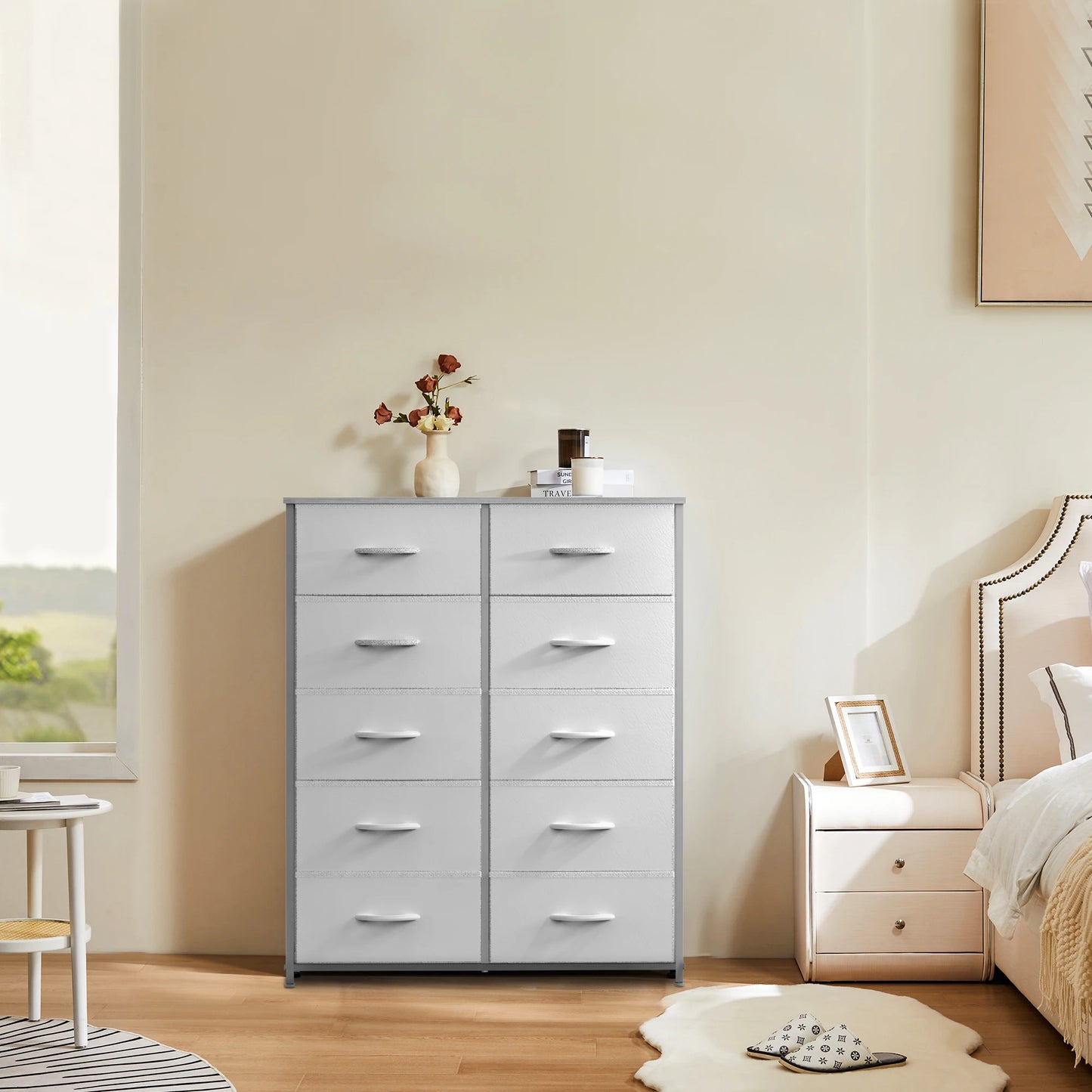 JHK Wardrobe Chest With Fabric Drawers For Bedroom Storage Cabinet