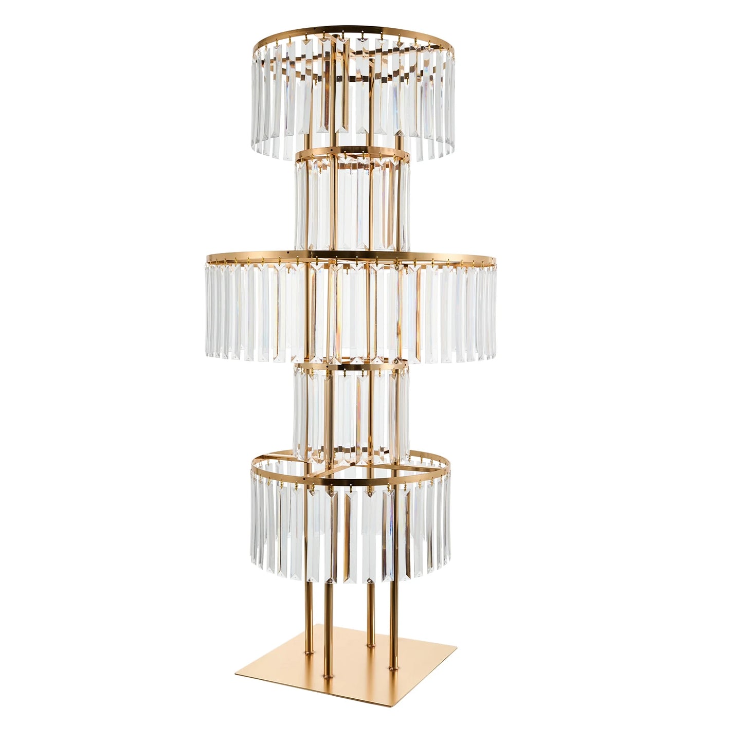5-Tier Gold Wedding Flower Stand Crystal Style Floor Centerpiece