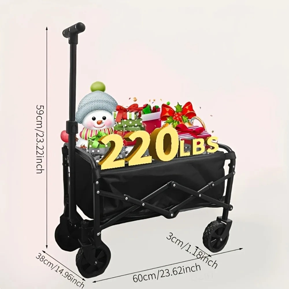 Heavy-Duty All-Terrain Folding Cart With Stainless Steel Frame For Camping