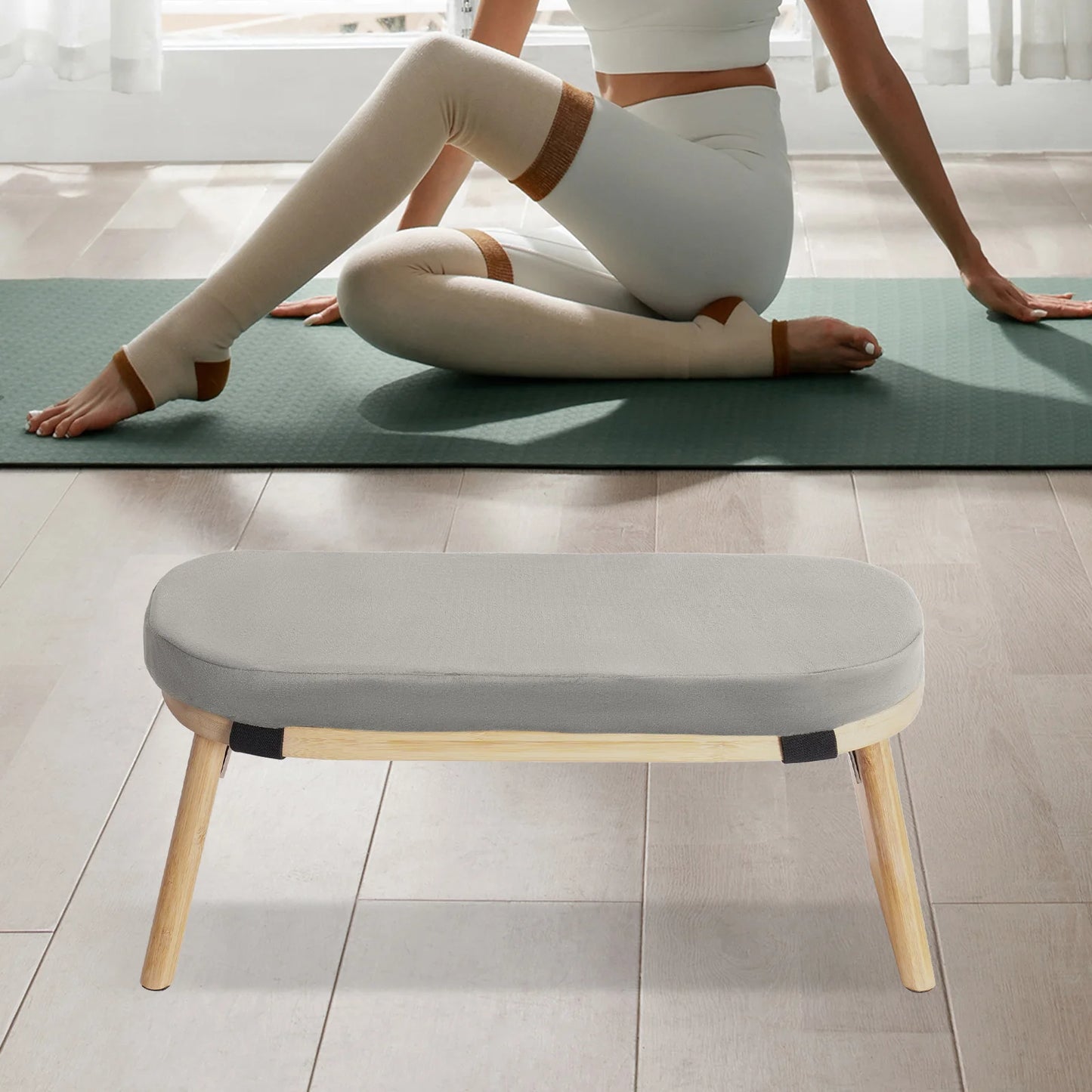 Bymaocar Foldable Meditation Bench Kneeling Stool for Home Yoga Prayer