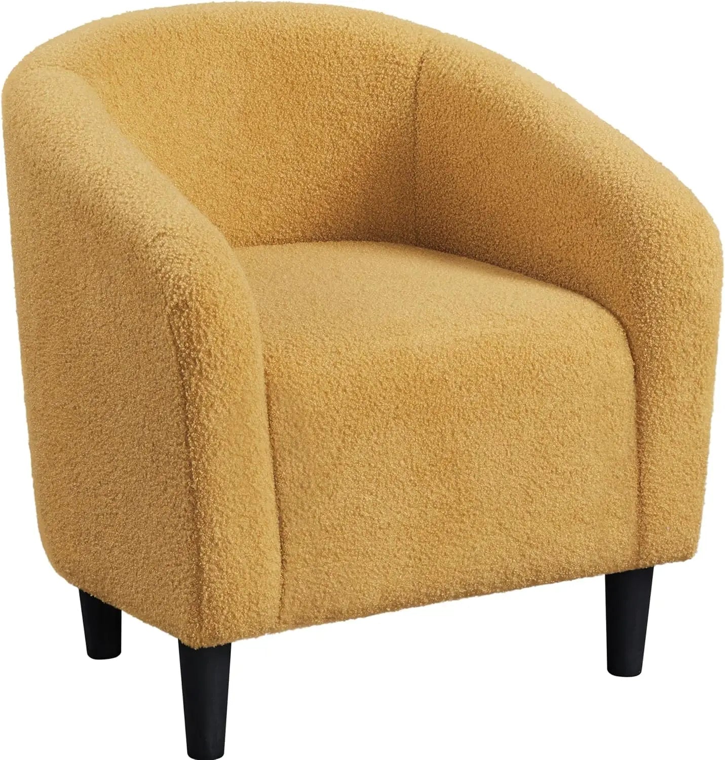 Barrel Chair Boucle Fabric Club Chair With Sherpa Padded Comfort Living Room