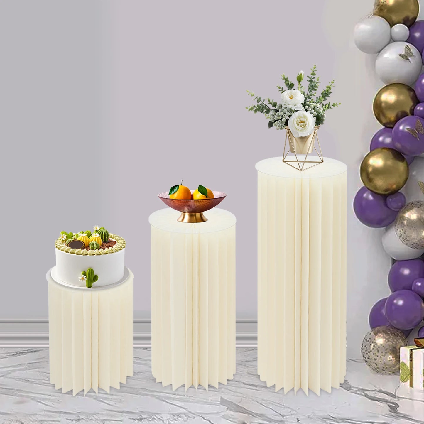 Wedding Flower Stand Cylinder Foldable Cardboard Centerpiece