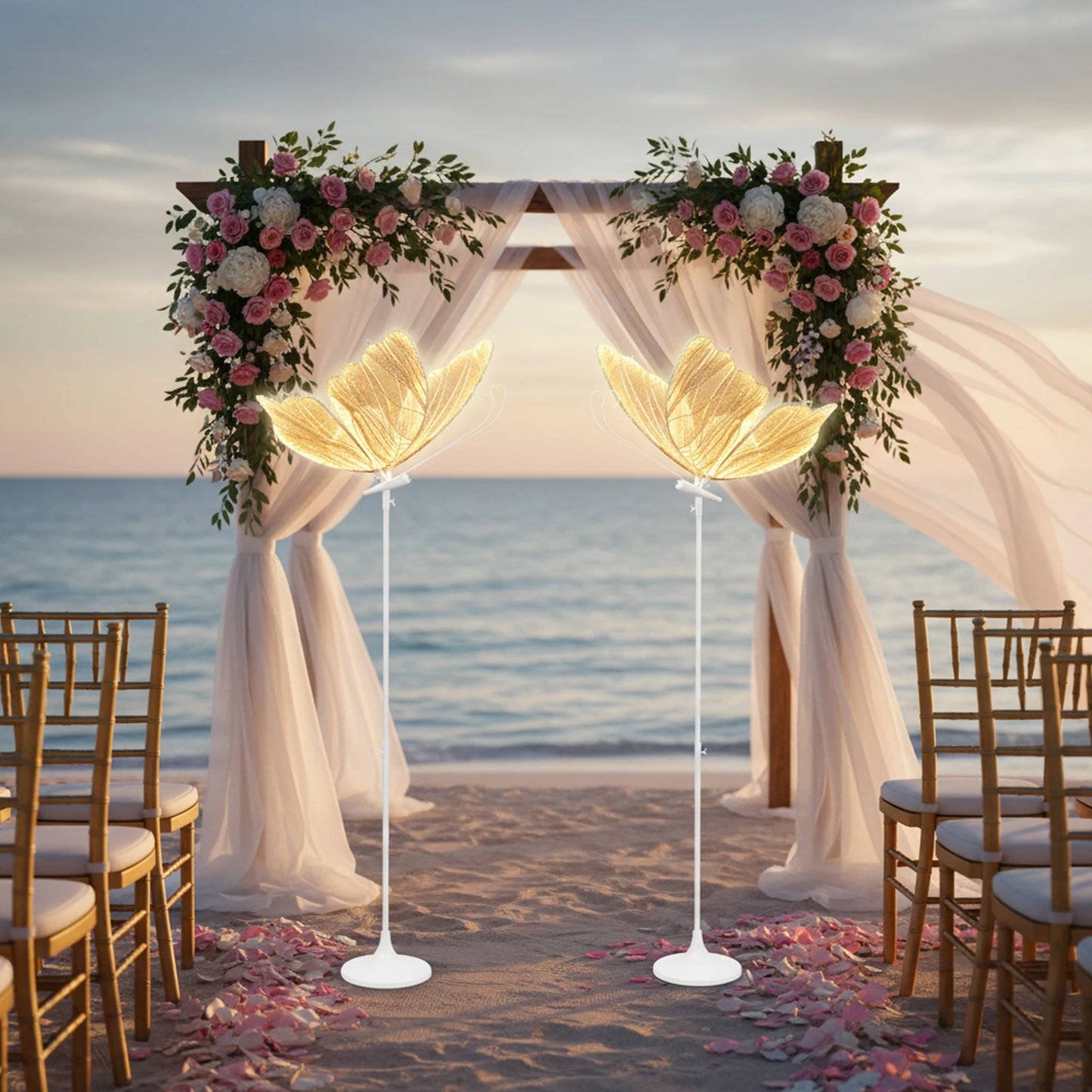 2PCS Wedding Butterfly Floor Lamp LED Wings Creative Decoration