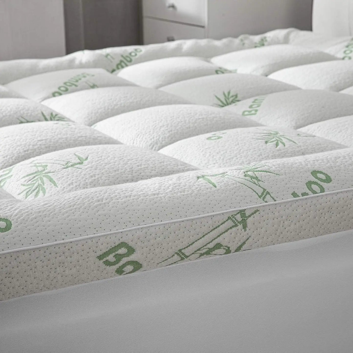 Cooling Mattress Topper Plush Bamboo Viscose For Back Pain Relief