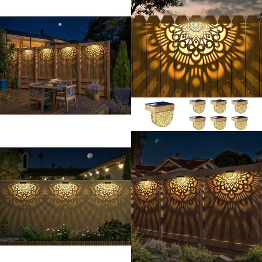 Solar Fence Lights Outdoor Wall Deck Step Lights Mandala Theme