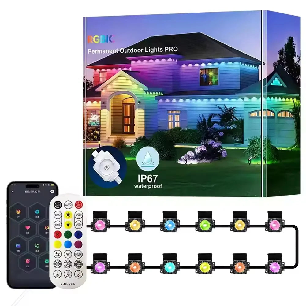 Smart Outdoor LED String Lights IP67 Waterproof With App Control