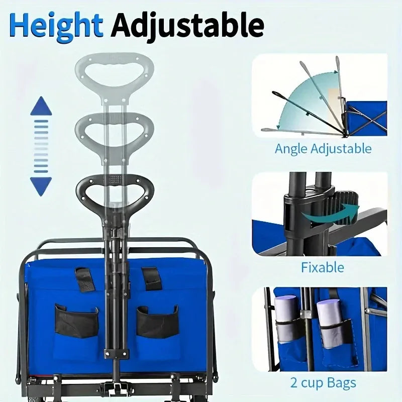 Foldable Heavy Duty Utility Wagon Cart For Groceries And Gardening