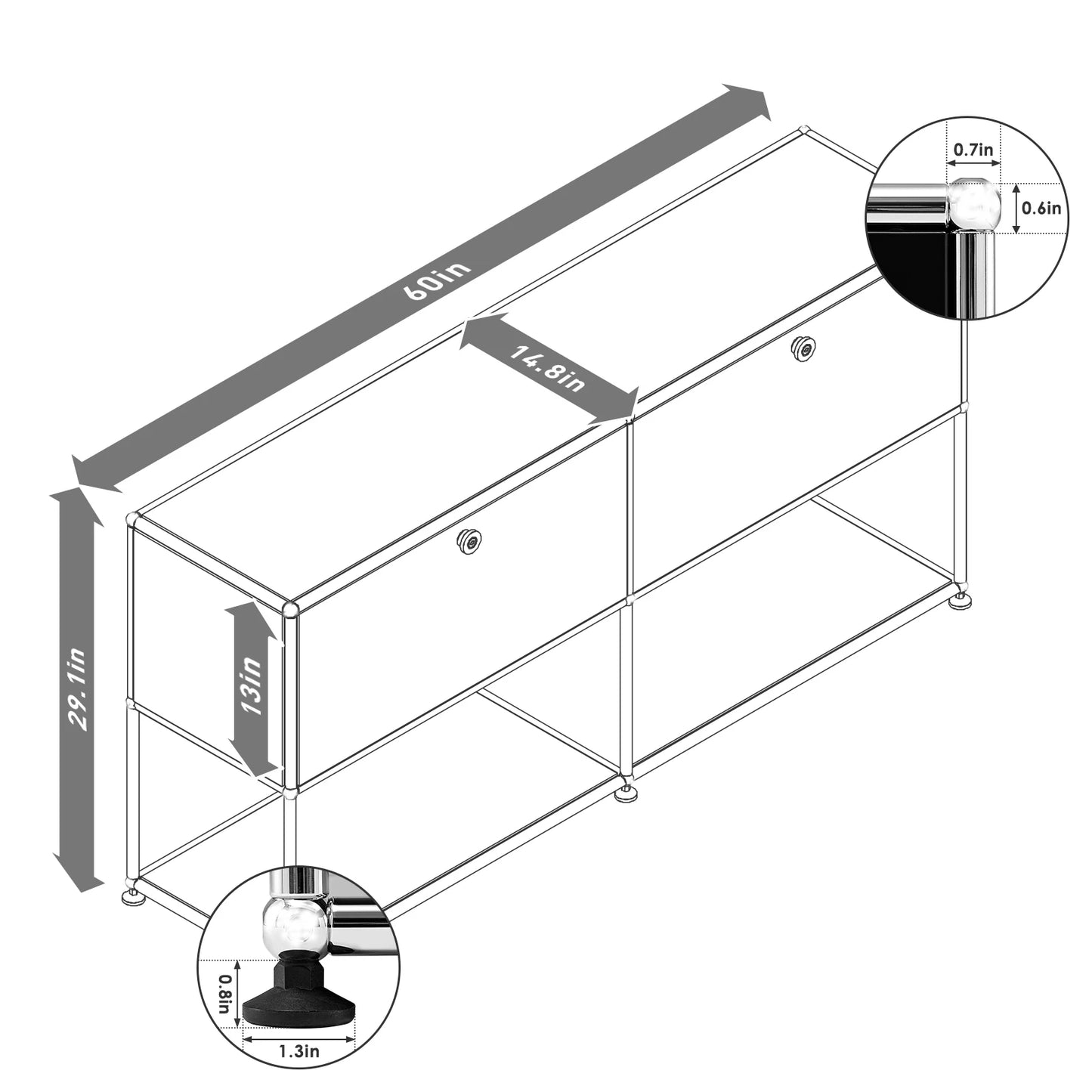 Furgle Modular Metal Storage Cabinet Freestanding Sideboard Organizer