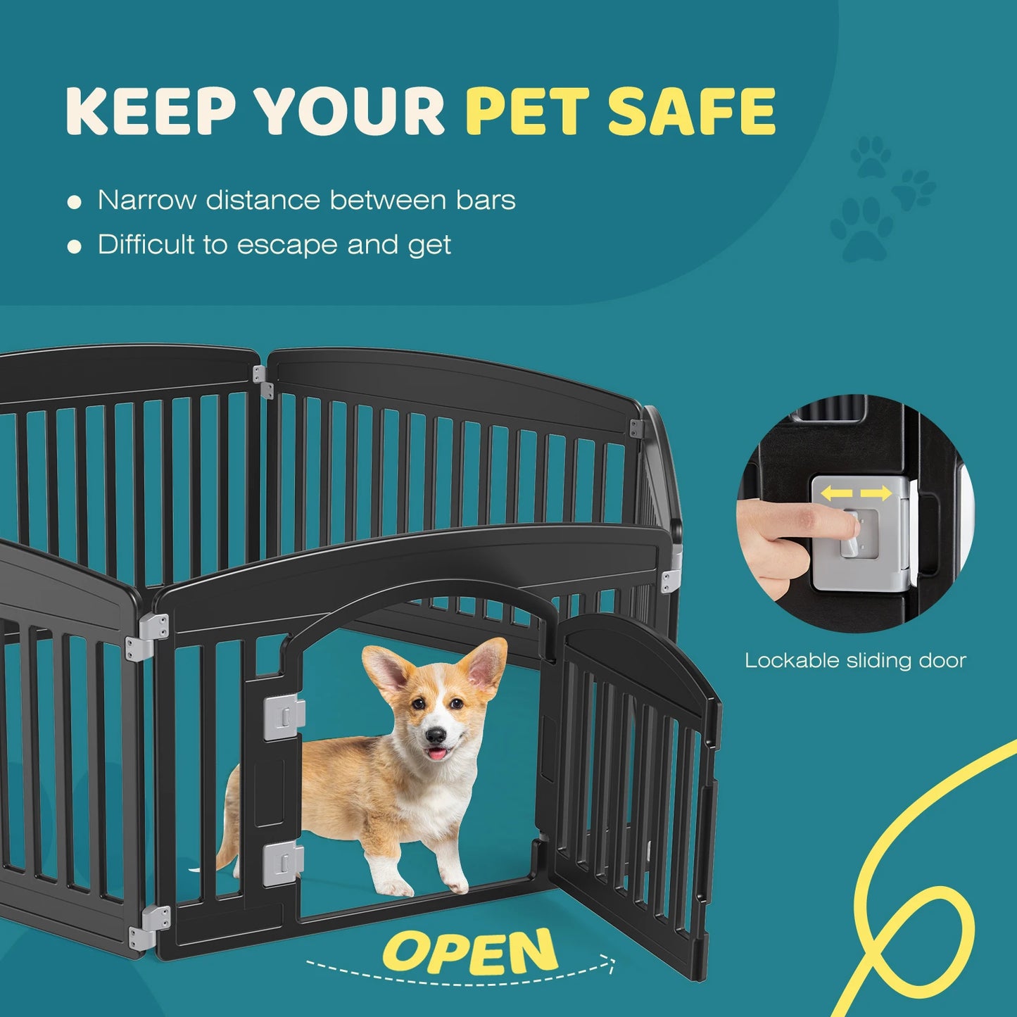 JHK Plastic Dog Playpen Expandable Portable Fence For Medium Dogs Indoor Outdoor