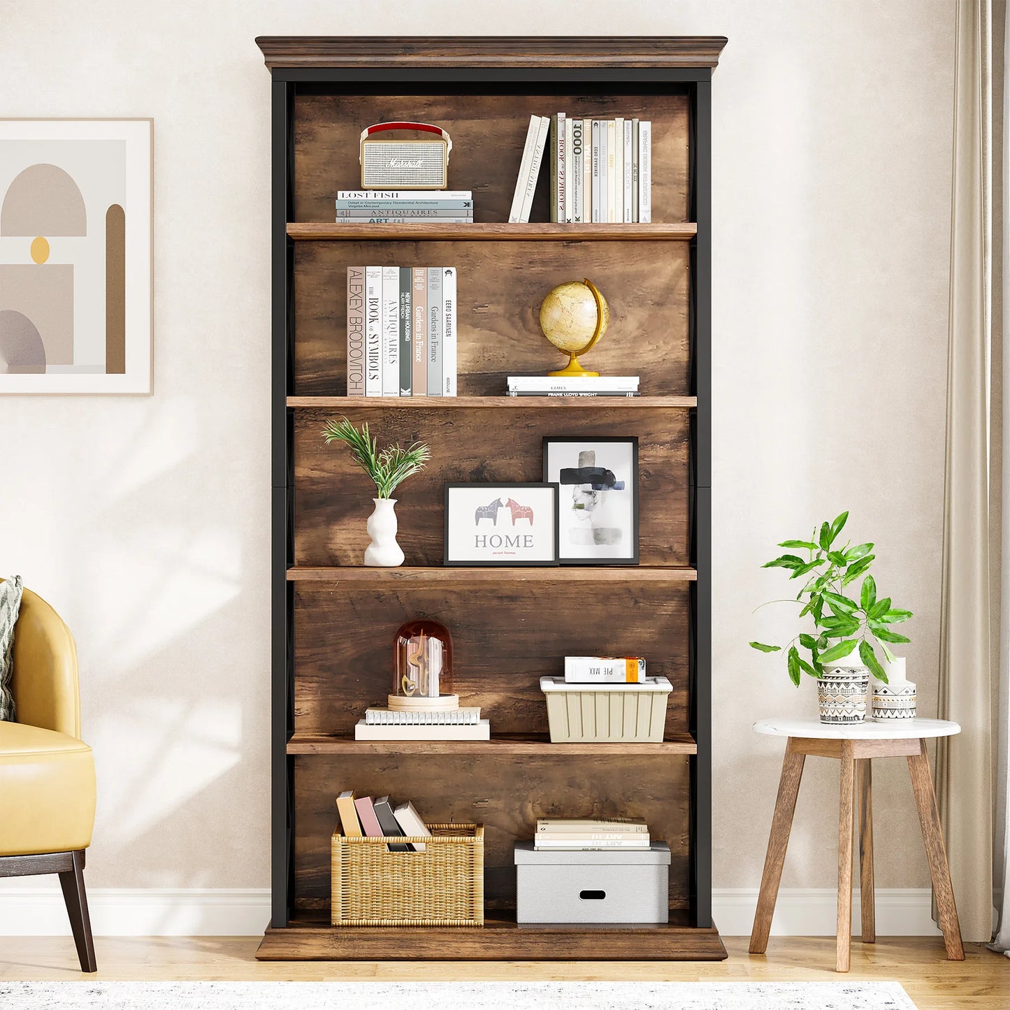 Tribesigns 6 Tier Bookcase Industrial Wood Shelves