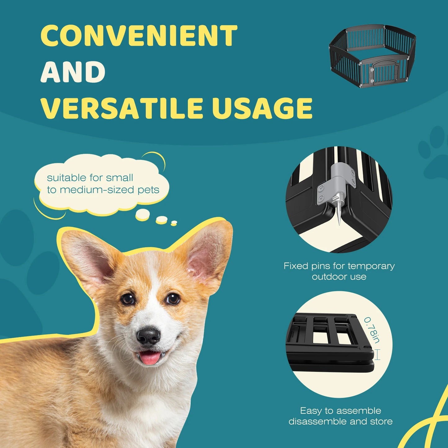 JHK Plastic Dog Playpen Expandable Portable Fence For Medium Dogs Indoor Outdoor