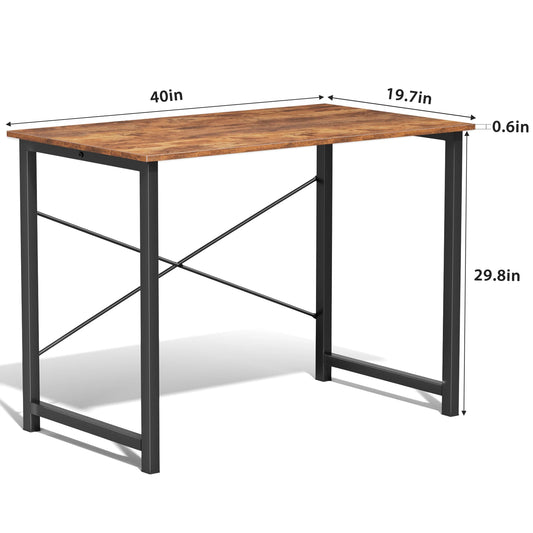 JHK Gaming Computer Desk With Wood Tabletop And Metal Frame