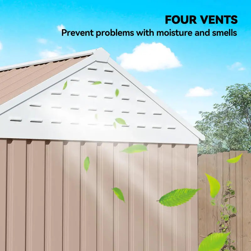 Metal Garden Storage Shed With Doors Window And Air Vents
