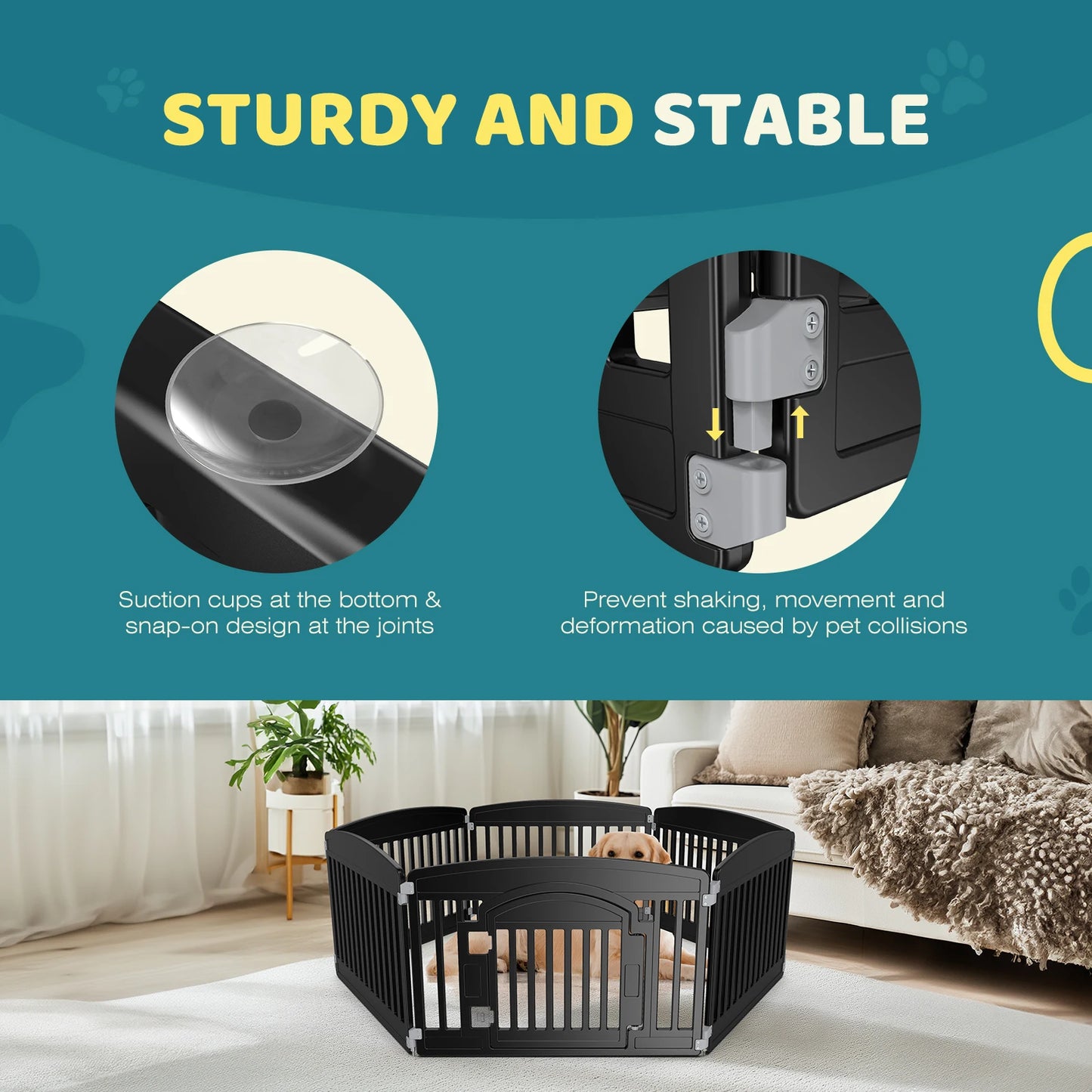 JHK Plastic Dog Playpen Expandable Portable Fence For Medium Dogs Indoor Outdoor