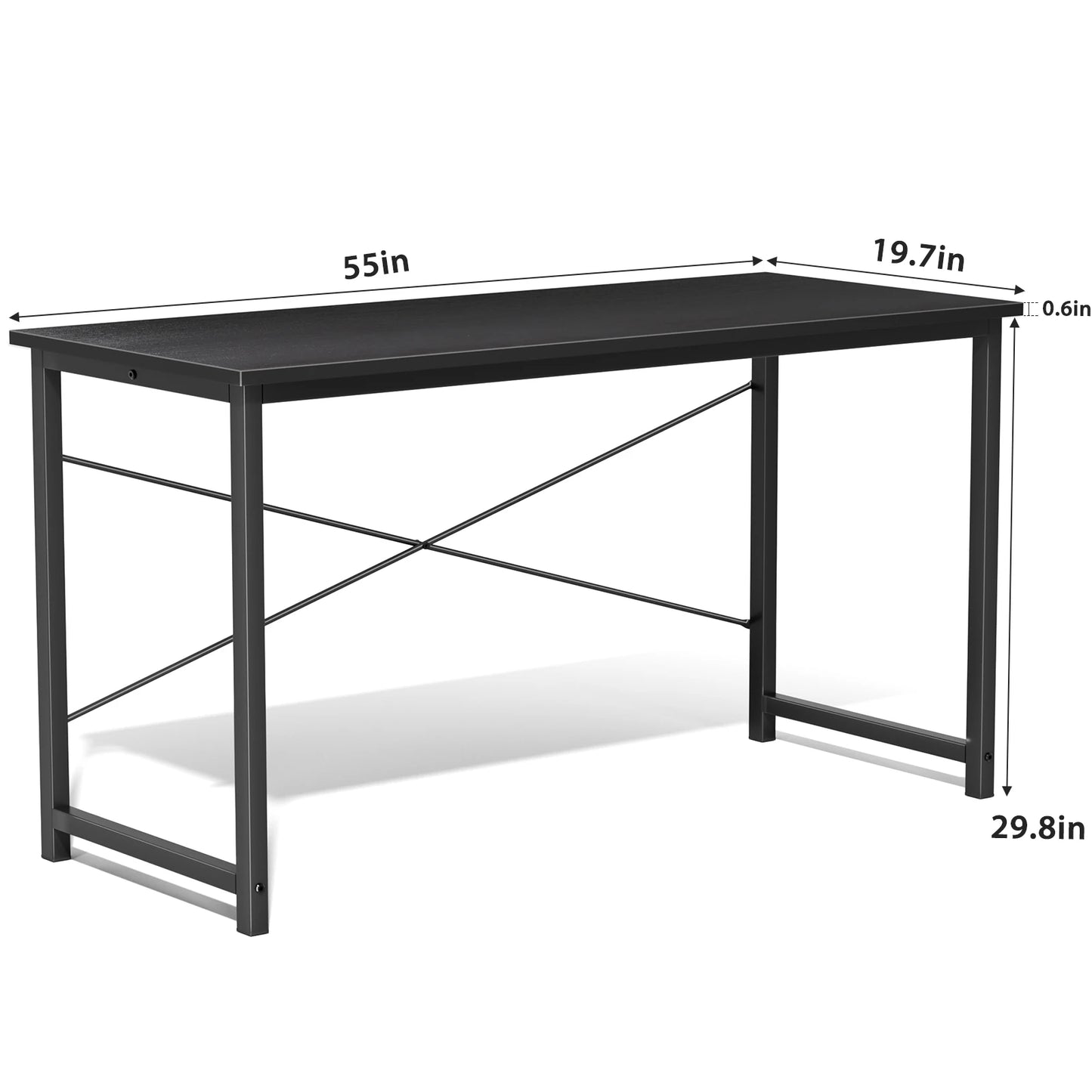 JHK Gaming Computer Desk With Wood Tabletop And Metal Frame