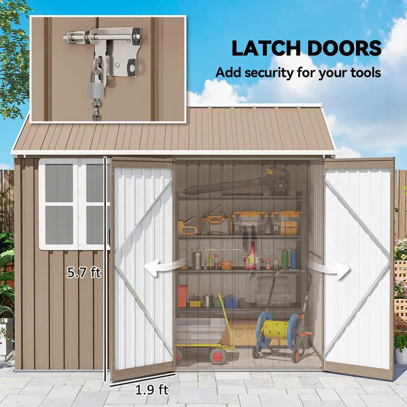 Metal Garden Storage Shed With Doors Window And Air Vents