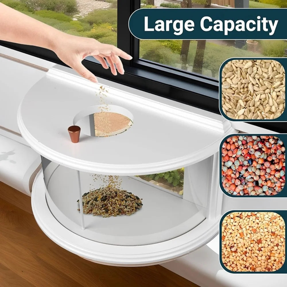 Window Bird Feeder With Clear View Tray For Recessed Windows