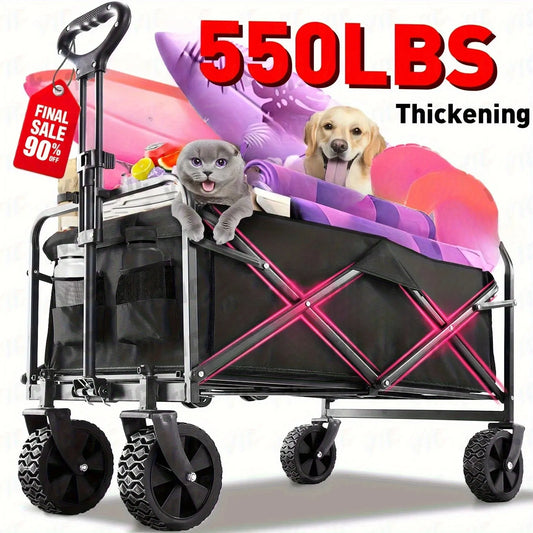 Collapsible Folding Beach Wagon Cart With All Terrain Wheels