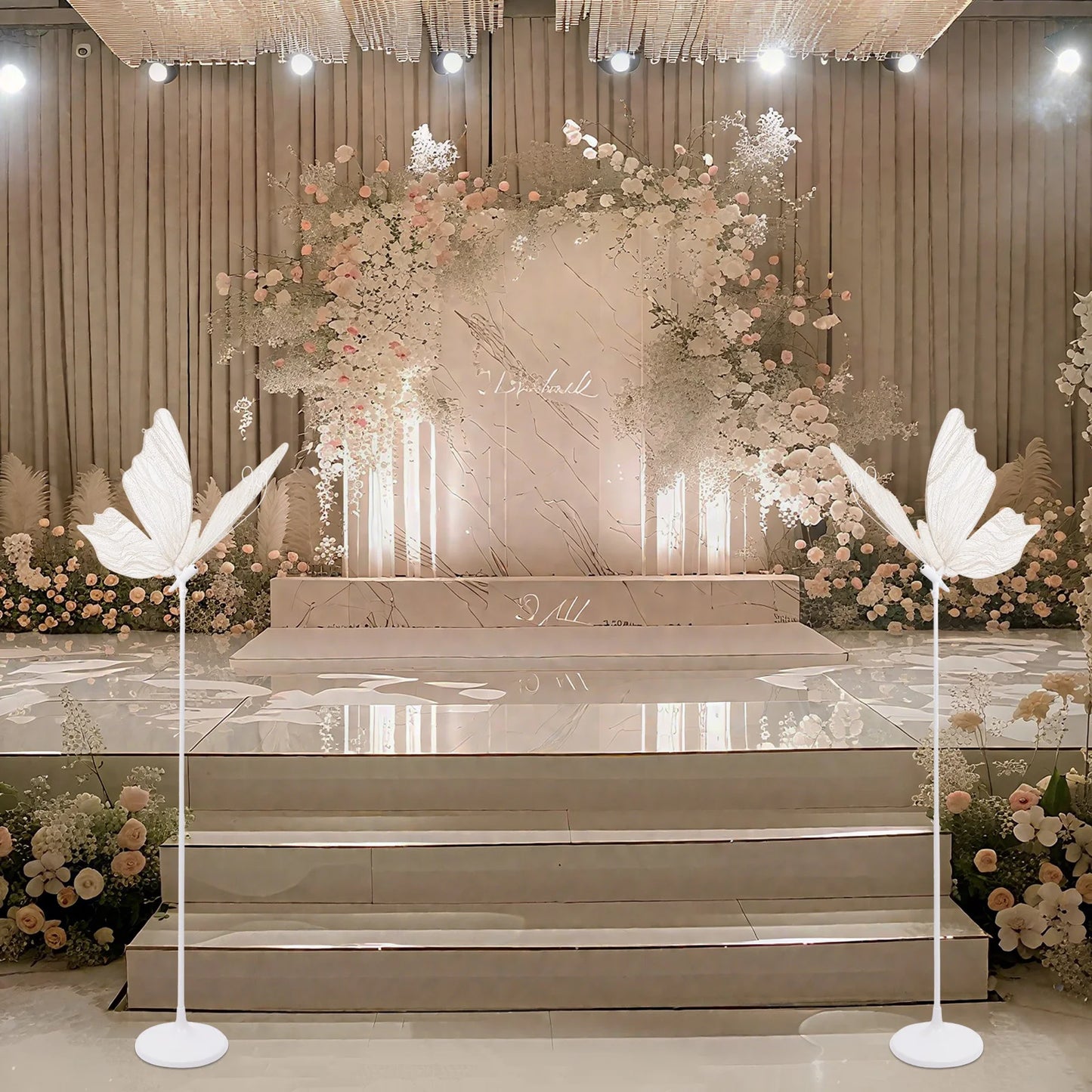 2PCS Wedding Butterfly Floor Lamp LED Wings Creative Decoration