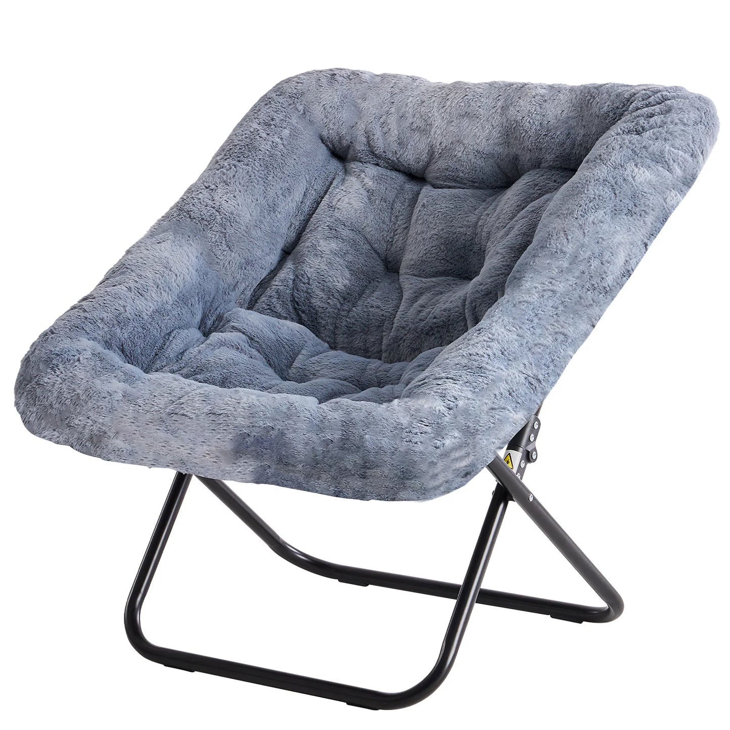 JHK Cozy Faux Fur Saucer Chair With Metal Frame Folding
