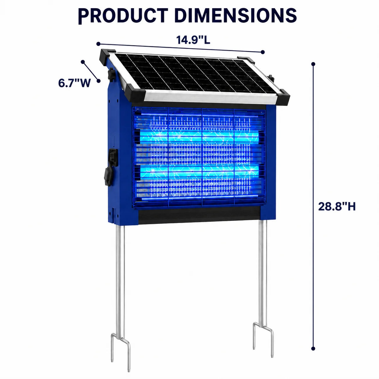 Outdoor Solar Bug Zapper Cordless 4500V Waterproof Mosquito Killer Patio