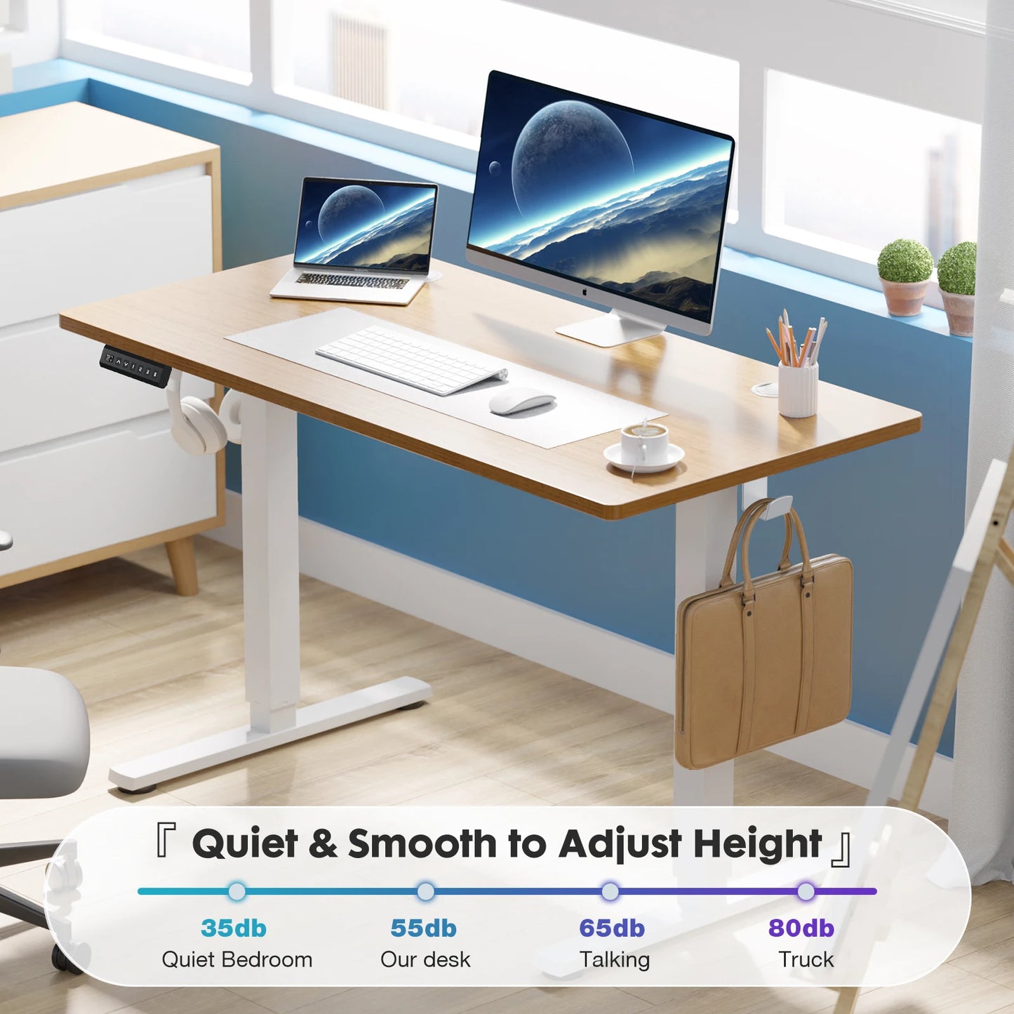 JHK Electric Standing Desk Height Adjustable Sit Stand Computer Desk