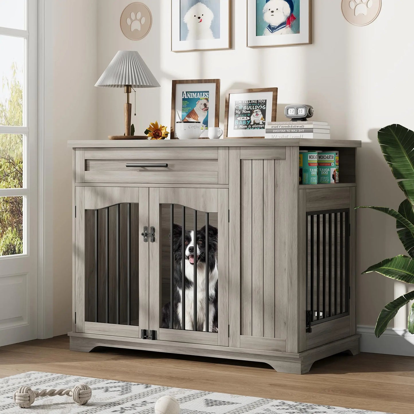HiMISS Furniture Style Dog Crate Drawer Storage Heavy Duty Kennel