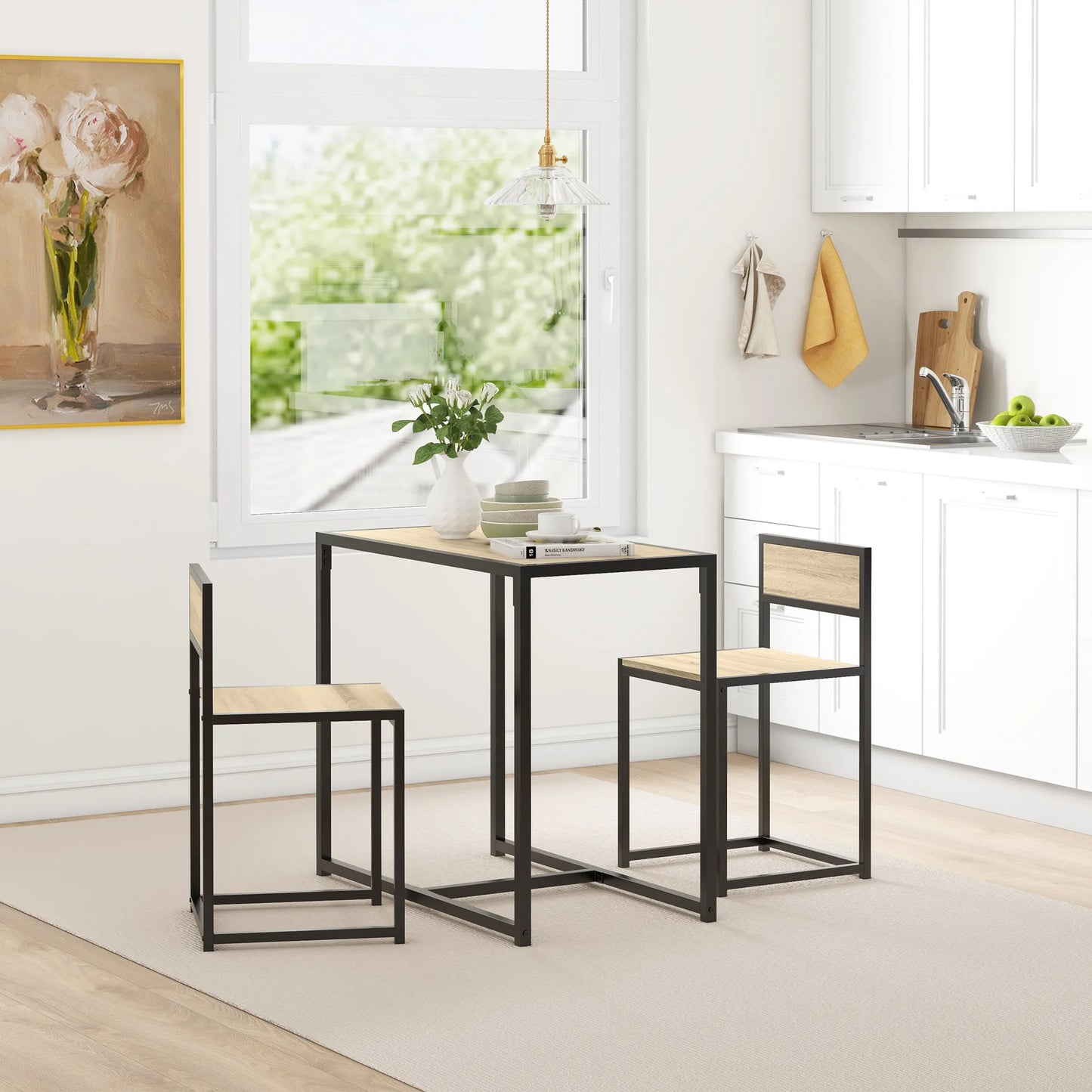 HOMCOM Small Dining Table Set for Two Compact Kitchen