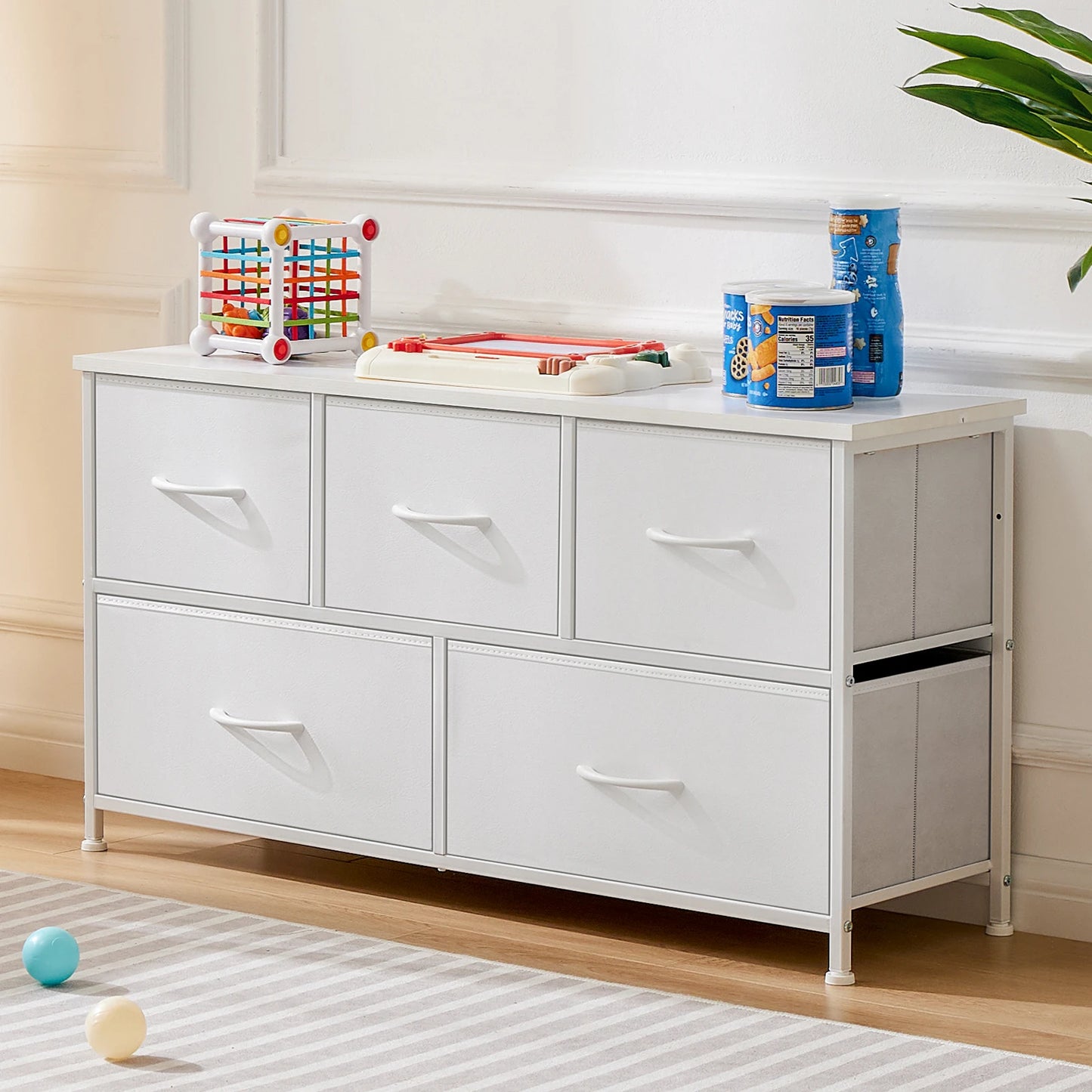 JHK Wardrobe Chest With Fabric Drawers For Bedroom Storage Cabinet